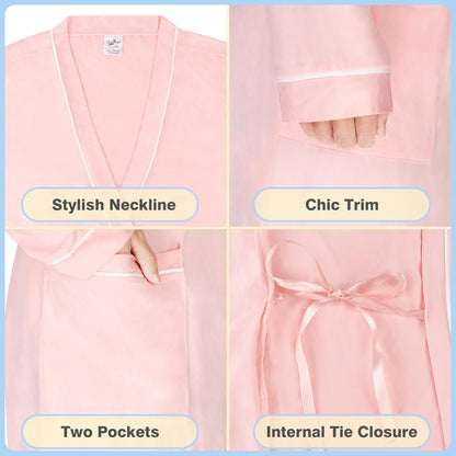 Women's Lightweight Long Bathrobe, Soft Kimono Robe for Summer