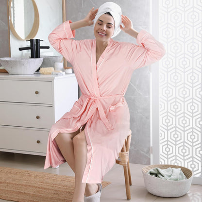 Women's Lightweight Long Bathrobe, Soft Kimono Robe for Summer