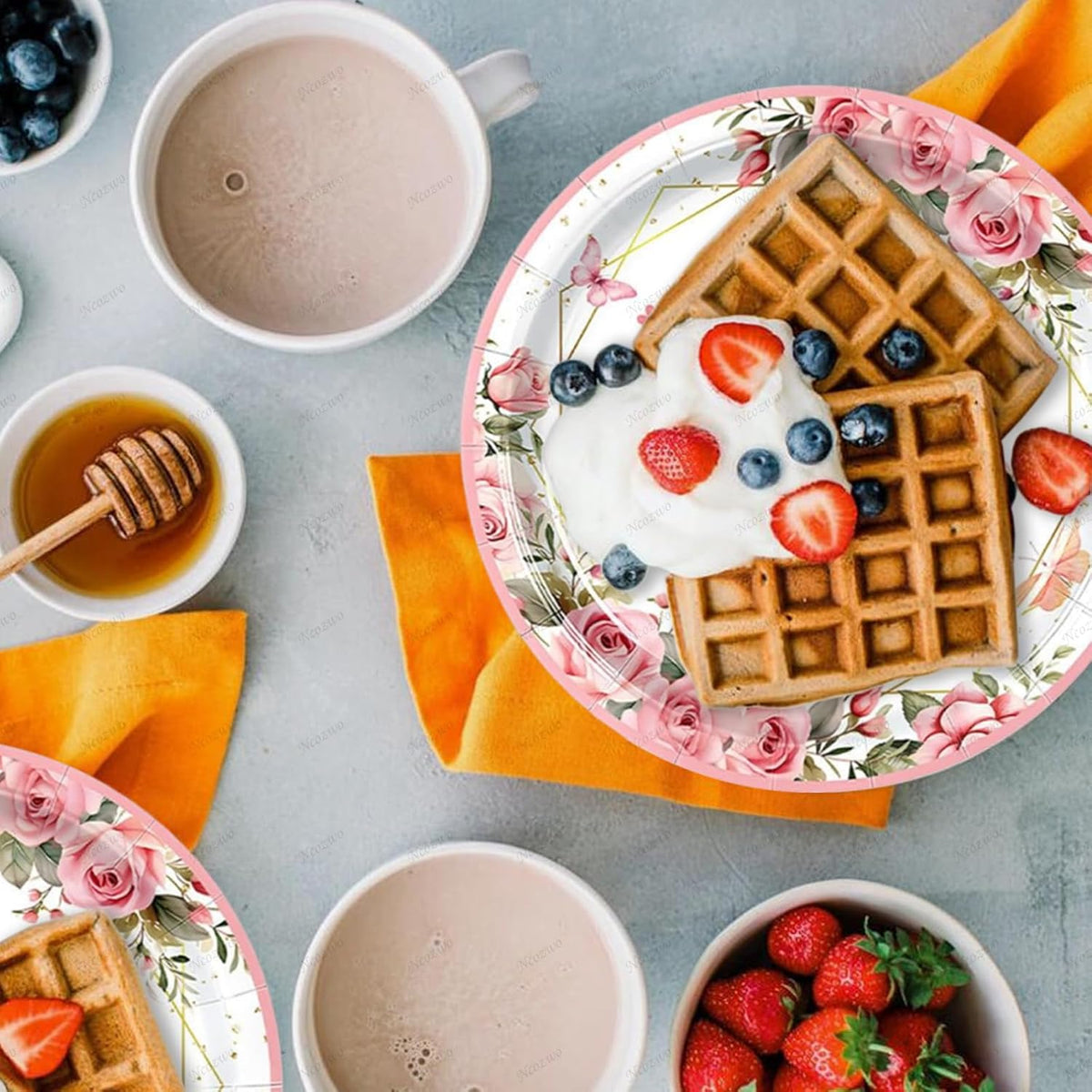 Mother's Day Disposable Paper Plates 7 Inch Floral Dessert Plates Flower Butterfly Dinnerware for Mom's Day Party Birthday Supplies (Love you mom Pink Themed Round 24 Pcs)