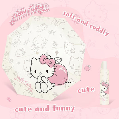 Automatic Windproof Travel Umbrella, Waterproof UV Protection Folding Umbrella, Cartoon Portable Compact Umbrella Easy Auto Open, for Girls and Women