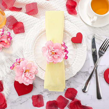 12 Pcs Pink Floral Napkin Rings with Berries Handcraft,Peony