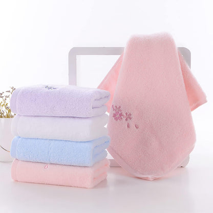 Hand Towel Set of 3 Embroidered Floral Pattern 100% Cotton Soft Absorbent Decorative Towel for Bathroom (Pink)