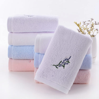 Hand Towel Set of 3 Embroidered Floral Pattern 100% Cotton Soft Absorbent Decorative Towel for Bathroom (Pink)