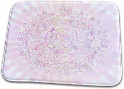 Dish Drying Mat - Light Pink Flower Mandala - abstract floral design Zydd - Floral Mandalas