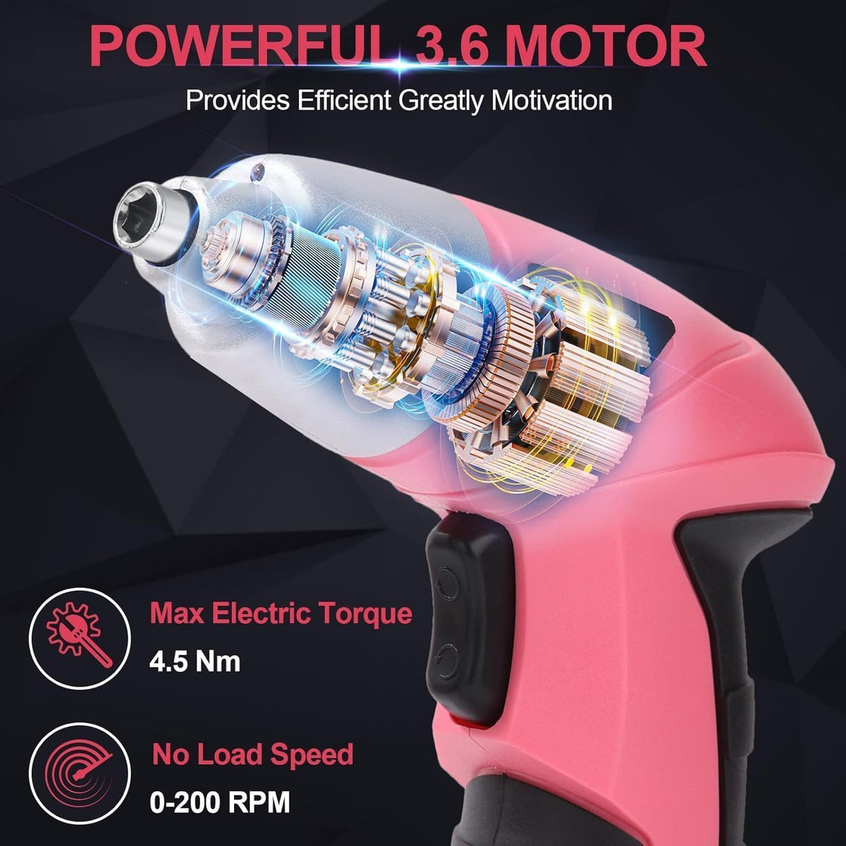 112PCS Pink Drill Set, 3.6V USB Cordless Drill & Home Tool Kit