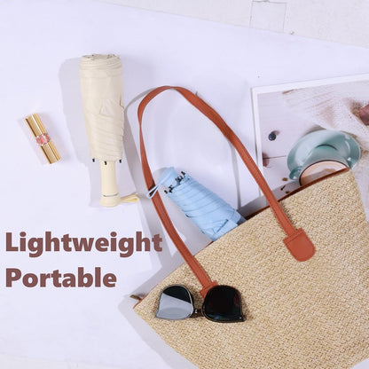 Mini Travel Umbrella Portable Compact Umbrellas for UV Sun & Rain Protection, Pocket Umbrella Lightweight Fits In Pocket, Bag for Men Women Boys Girls