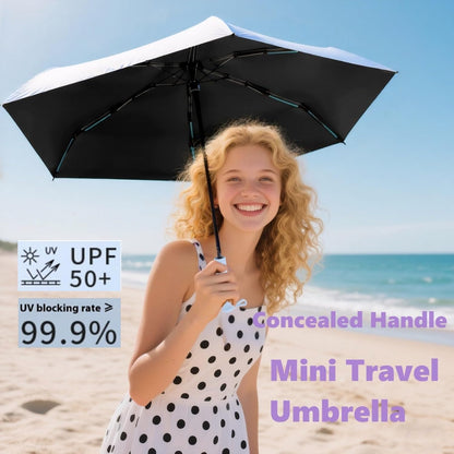 Mini Travel Umbrella Portable Compact Umbrellas for UV Sun & Rain Protection, Pocket Umbrella Lightweight Fits In Pocket, Bag for Men Women Boys Girls