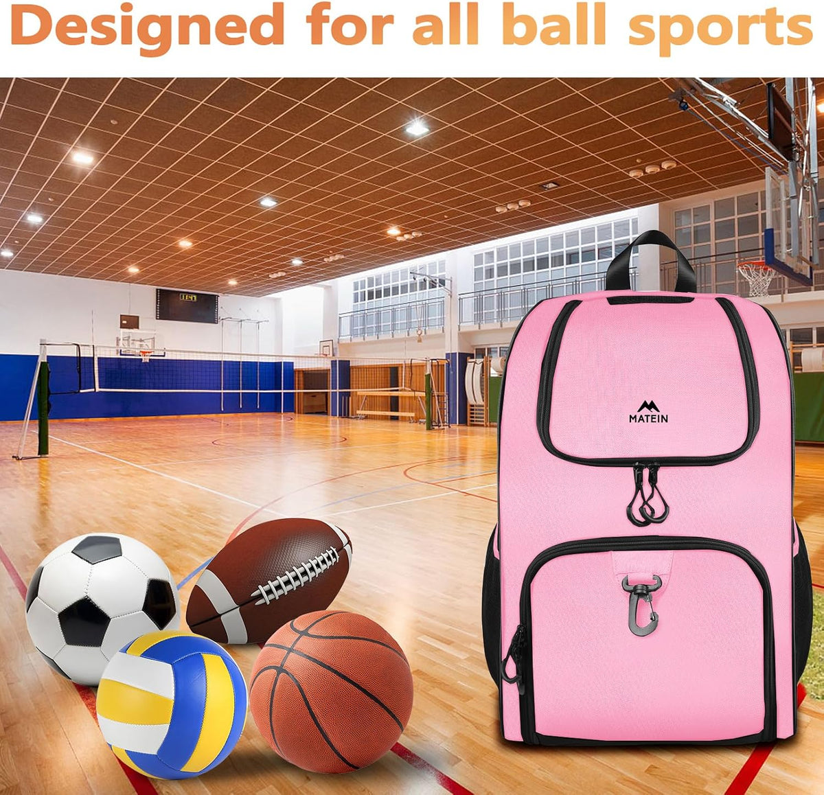 Basketball Bag, Sturdy Soccer Bag with Ball Holder, Shoe Compartment