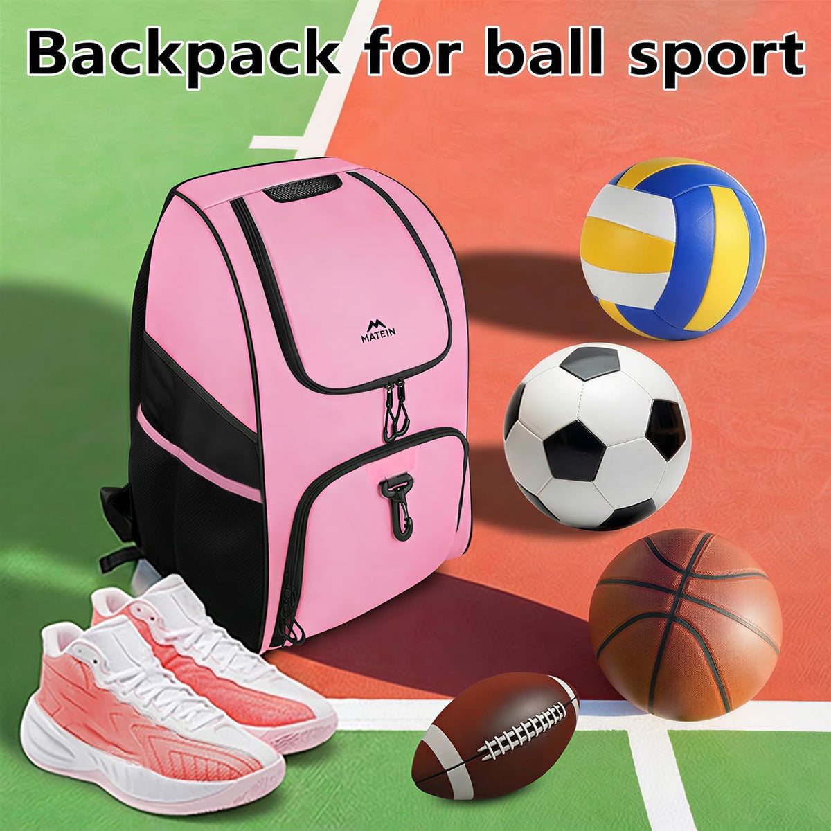 Basketball Bag, Sturdy Soccer Bag with Ball Holder, Shoe Compartment