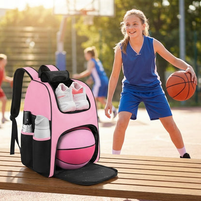 Basketball Bag, Sturdy Soccer Bag with Ball Holder, Shoe Compartment