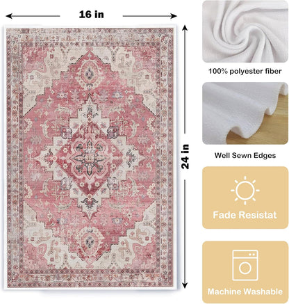 Pink Bohemia Kitchen Towels Set of 2,Antique Oriental Decorative Hand Towels for Bathroom, Boho Dish Towels Tea Towels,16x24 Inches