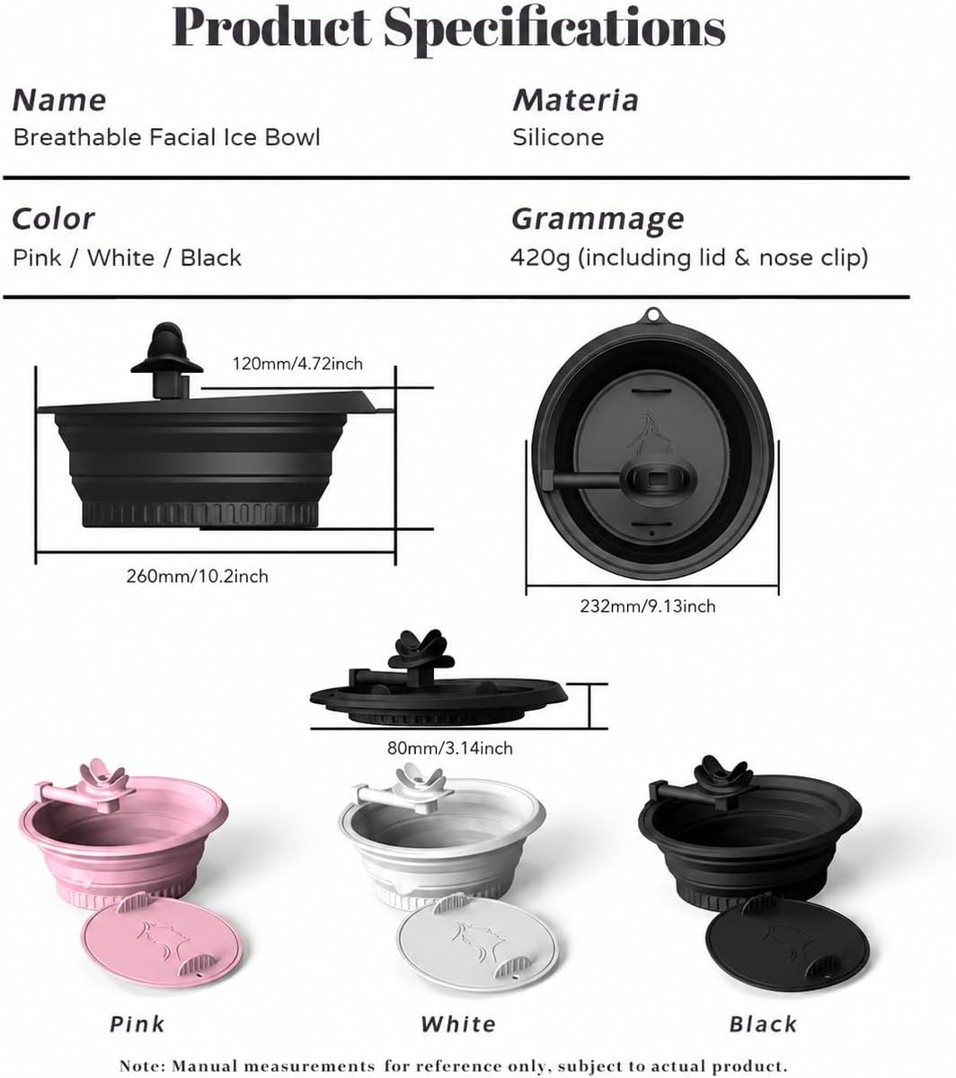Face Ice Bath Bowl with Breathing Tubes and Built-in Ice Tray, Collapsible Silicone Ice Bowl for Face Cold Plunge, Portable Facial Ice Roller Alternative for Skin Tightening and Depuffing (Pink)