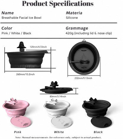 Face Ice Bath Bowl with Breathing Tubes and Built-in Ice Tray, Collapsible Silicone Ice Bowl for Face Cold Plunge, Portable Facial Ice Roller Alternative for Skin Tightening and Depuffing (Pink)