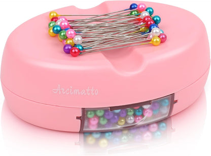 Magnetic Pin Holder, Strong Magnet Pincushion with Drawer, Pin Cushion with 100 Pcs Ball Head Straight Pins for Sewing, Needle Cushions Bobby Pin Holder Paper Clip Organizer for Quilting