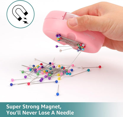 Magnetic Pin Holder, Strong Magnet Pincushion with Drawer, Pin Cushion with 100 Pcs Ball Head Straight Pins for Sewing, Needle Cushions Bobby Pin Holder Paper Clip Organizer for Quilting