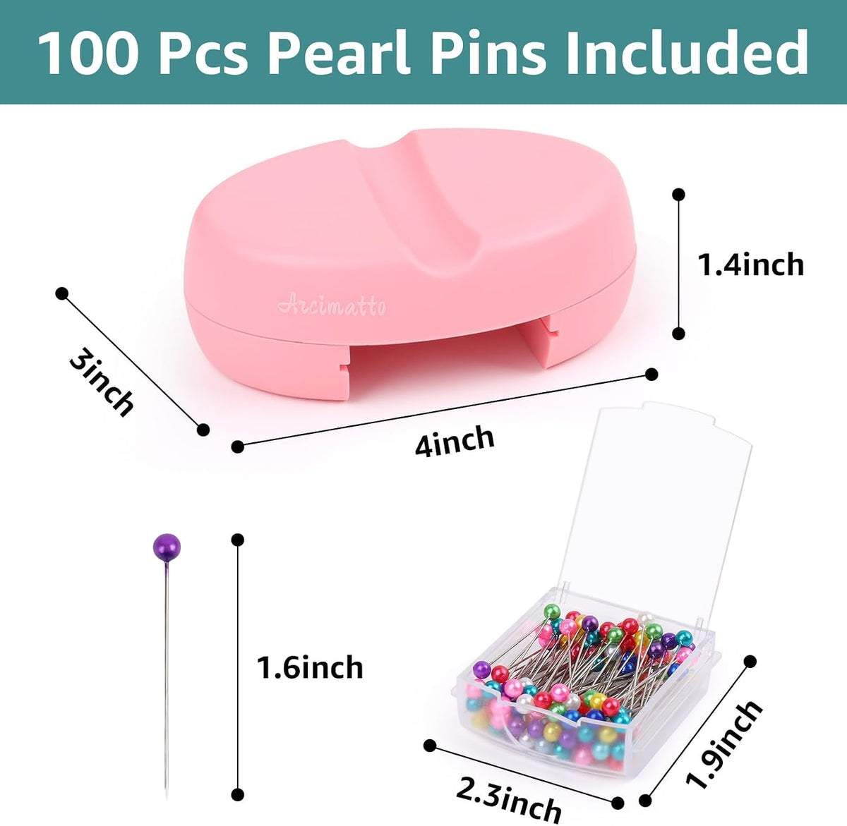 Magnetic Pin Holder, Strong Magnet Pincushion with Drawer, Pin Cushion with 100 Pcs Ball Head Straight Pins for Sewing, Needle Cushions Bobby Pin Holder Paper Clip Organizer for Quilting