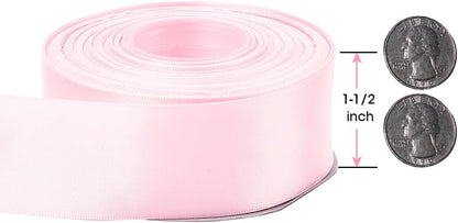 Light Pink Double Faced Satin Ribbon, 1-1/2 Inch Continuous 25 Yards