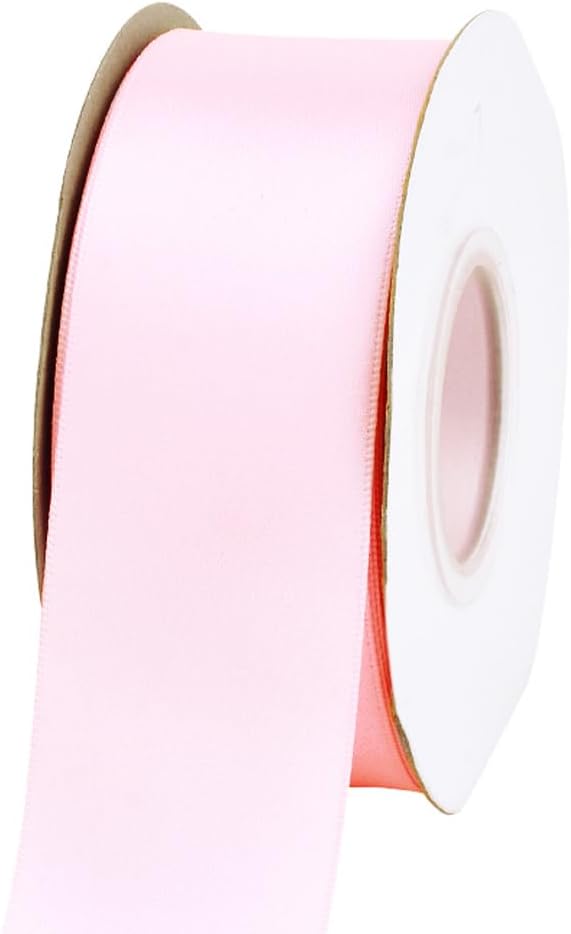 Light Pink Double Faced Satin Ribbon, 1-1/2 Inch Continuous 25 Yards