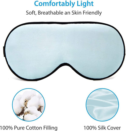 Super Soft Silk Sleep Mask for Kids with Adjustable Strap-Silk Eye Mask for Sleeping Blocking Lights (Blue & Pink)