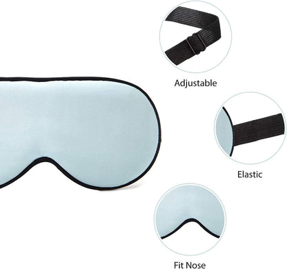 Super Soft Silk Sleep Mask for Kids with Adjustable Strap-Silk Eye Mask for Sleeping Blocking Lights (Blue & Pink)