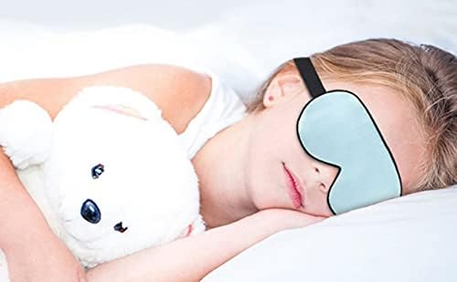 Super Soft Silk Sleep Mask for Kids with Adjustable Strap-Silk Eye Mask for Sleeping Blocking Lights (Blue & Pink)