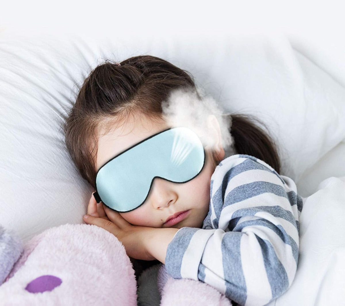 Super Soft Silk Sleep Mask for Kids with Adjustable Strap-Silk Eye Mask for Sleeping Blocking Lights (Blue & Pink)