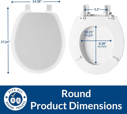 Mayfair Cameron Pink Toilet Seat, Non Slip Heavy Duty Wood, Easy Clean, Made in USA, Round