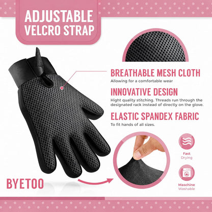 Pet Dog Cat Grooming Glove with 261Tips,Gentle Deshedding Brush Glove,Efficient Pet Hair Remover Mitt,Massage Tool with Enhanced Five Finger Design,for Dog,Cat,Rabbit,Horse with Long/Short Fur