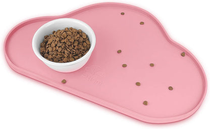 Silicone Pet Placemat for Dogs and Cats, Non-Slip Waterproof Dog Feeding Bowl Mats for Food and Water, Small Medium Large Pet Puppy Tray Mat Prevent Residues from Spilling onto The Floor, Pink