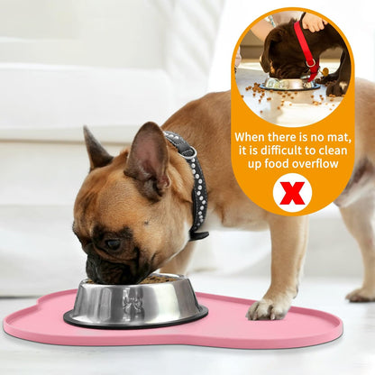 Silicone Pet Placemat for Dogs and Cats, Non-Slip Waterproof Dog Feeding Bowl Mats for Food and Water, Small Medium Large Pet Puppy Tray Mat Prevent Residues from Spilling onto The Floor, Pink