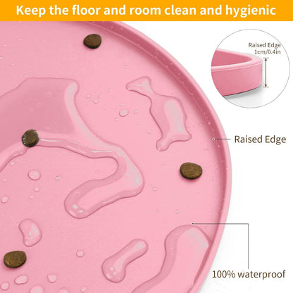 Silicone Pet Placemat for Dogs and Cats, Non-Slip Waterproof Dog Feeding Bowl Mats for Food and Water, Small Medium Large Pet Puppy Tray Mat Prevent Residues from Spilling onto The Floor, Pink