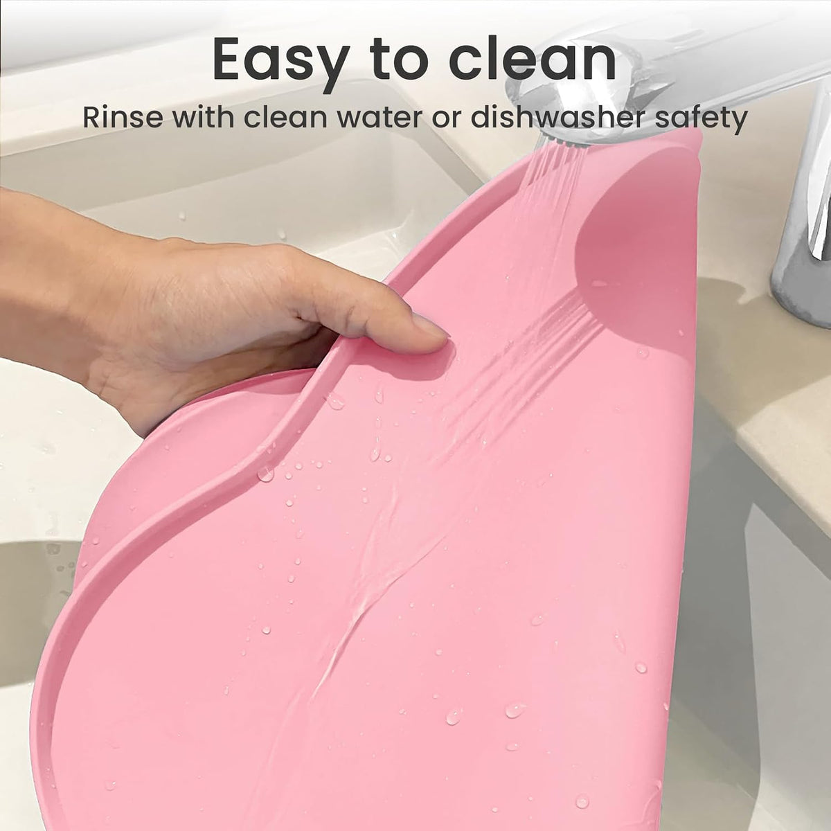 Silicone Pet Placemat for Dogs and Cats, Non-Slip Waterproof Dog Feeding Bowl Mats for Food and Water, Small Medium Large Pet Puppy Tray Mat Prevent Residues from Spilling onto The Floor, Pink