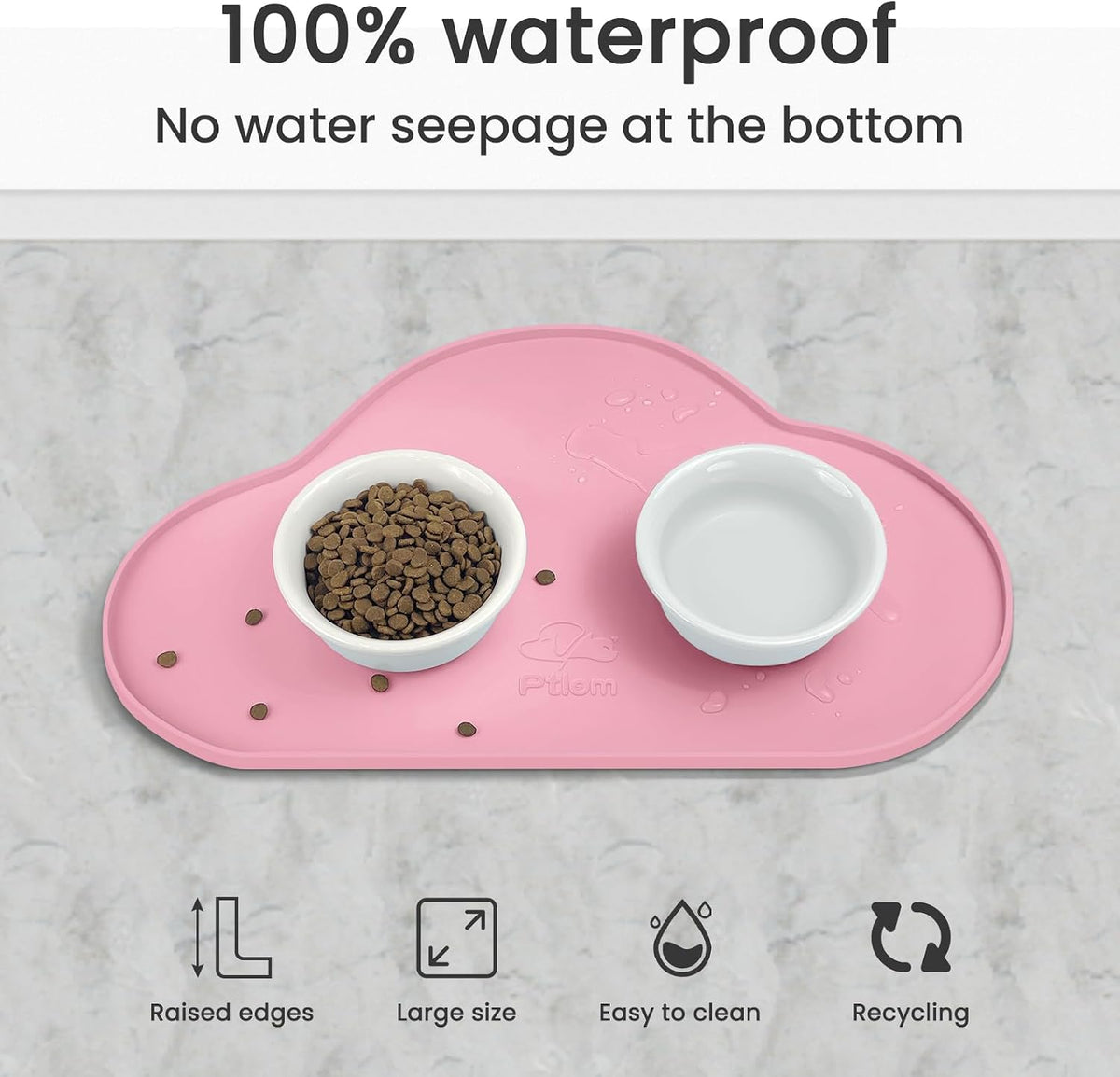 Silicone Pet Placemat for Dogs and Cats, Non-Slip Waterproof Dog Feeding Bowl Mats for Food and Water, Small Medium Large Pet Puppy Tray Mat Prevent Residues from Spilling onto The Floor, Pink