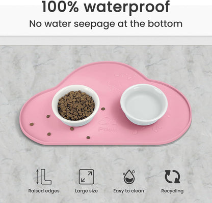 Silicone Pet Placemat for Dogs and Cats, Non-Slip Waterproof Dog Feeding Bowl Mats for Food and Water, Small Medium Large Pet Puppy Tray Mat Prevent Residues from Spilling onto The Floor, Pink
