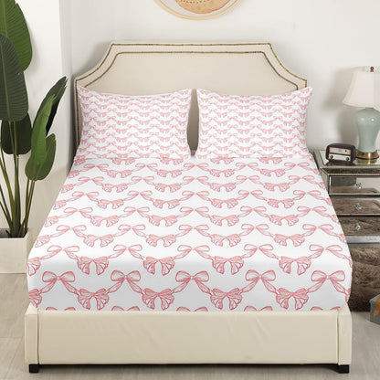 Pink Bows Fitted Sheet Twin Size
