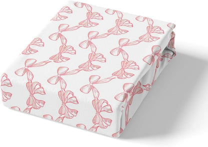 Pink Bows Fitted Sheet Twin Size