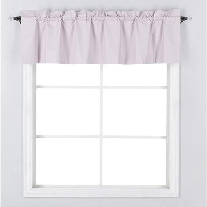 Thermal Insulated 100% Blackout Rod Pocket Top Window Curtain Valance (52" Wide x 18" Long, Light Pink)