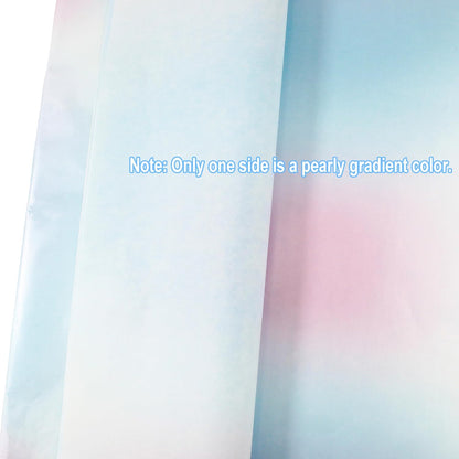 20 Sheets Pink Blue Gradient Gift Wrapping Paper, 38gsm Heavyweight Tissue Paper Bulk Pearly Present Wrapping Paper Sheets for DIY Crafts, Birthday, Wedding and Anniversary Decorations (20x27.5in)