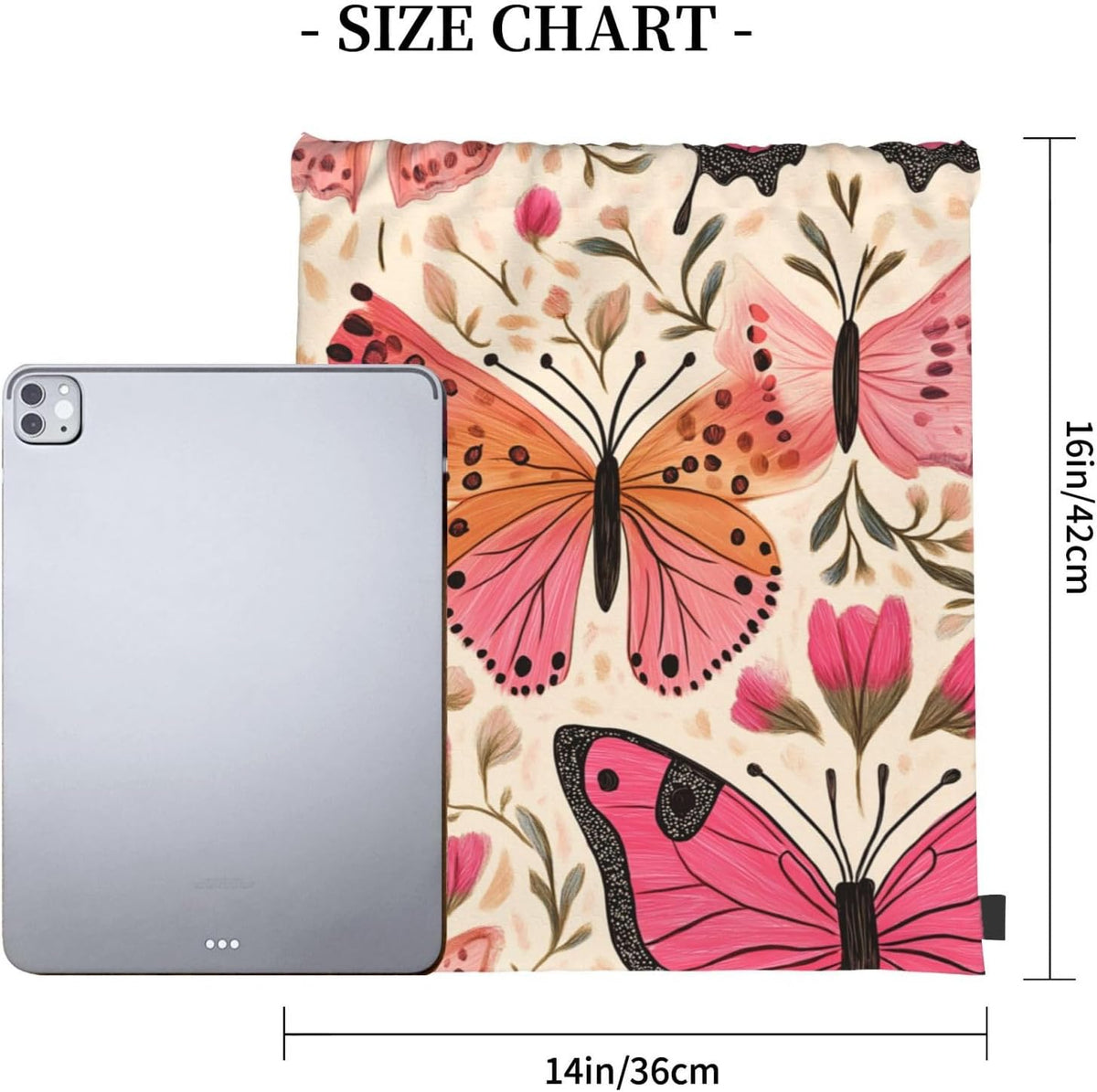 Drawstring Bags Colored Pink Butterflies Backpack Bag Travel Beach Sport Gym Sack String Yoga Bag
