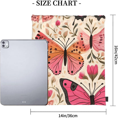 Drawstring Bags Colored Pink Butterflies Backpack Bag Travel Beach Sport Gym Sack String Yoga Bag