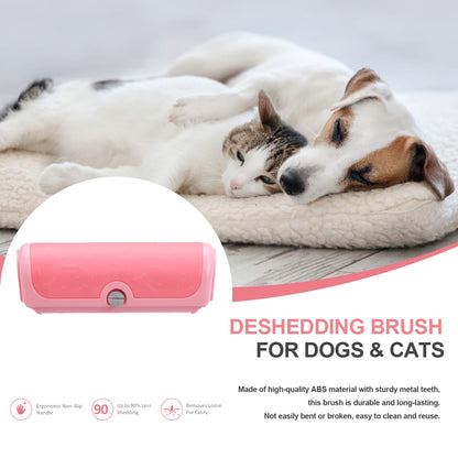 Dog and Cat Deshedding Brush for Short Hair Pets, Pink | Metal shedding blade for loose fur, short to medium coats and daily grooming