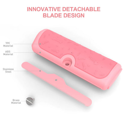 Dog and Cat Deshedding Brush for Short Hair Pets, Pink | Metal shedding blade for loose fur, short to medium coats and daily grooming