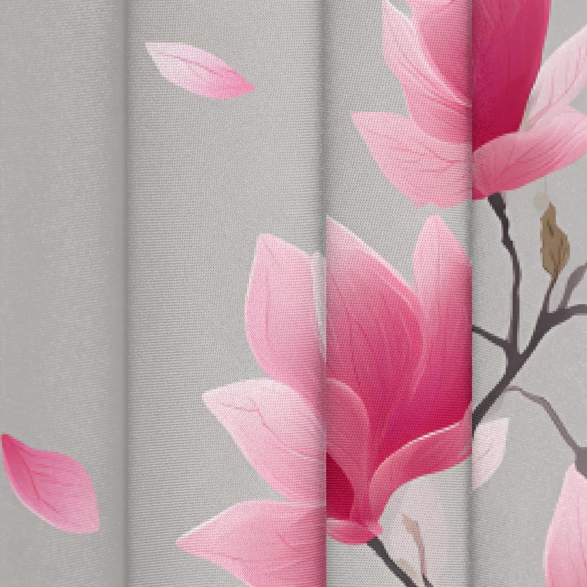 Round Tablecloth with Lace Trim Pink Magnolia Flower Art On Gray,60IN