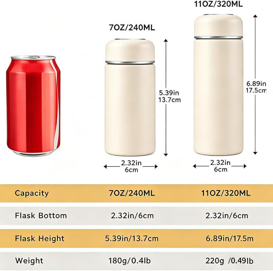 11oz Small Insulated Water Bottle, Leakproof Pocket Size for Travel, Pink