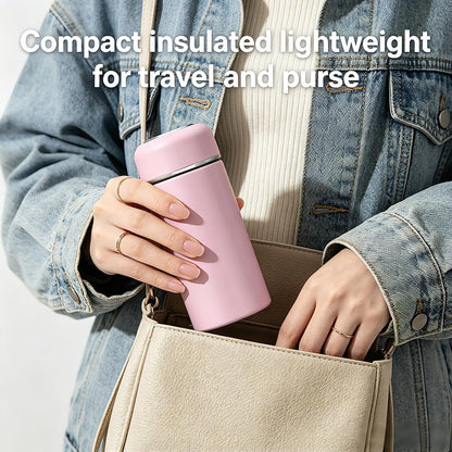 11oz Small Insulated Water Bottle, Leakproof Pocket Size for Travel, Pink