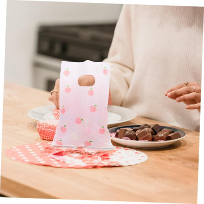 100pcs Daisy Candy Treat Bags Plastic Goodie Bags for Birthday Party Favors for Wrapping Snacks and Sweets Peach Pattern