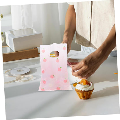 100pcs Daisy Candy Treat Bags Plastic Goodie Bags for Birthday Party Favors for Wrapping Snacks and Sweets Peach Pattern
