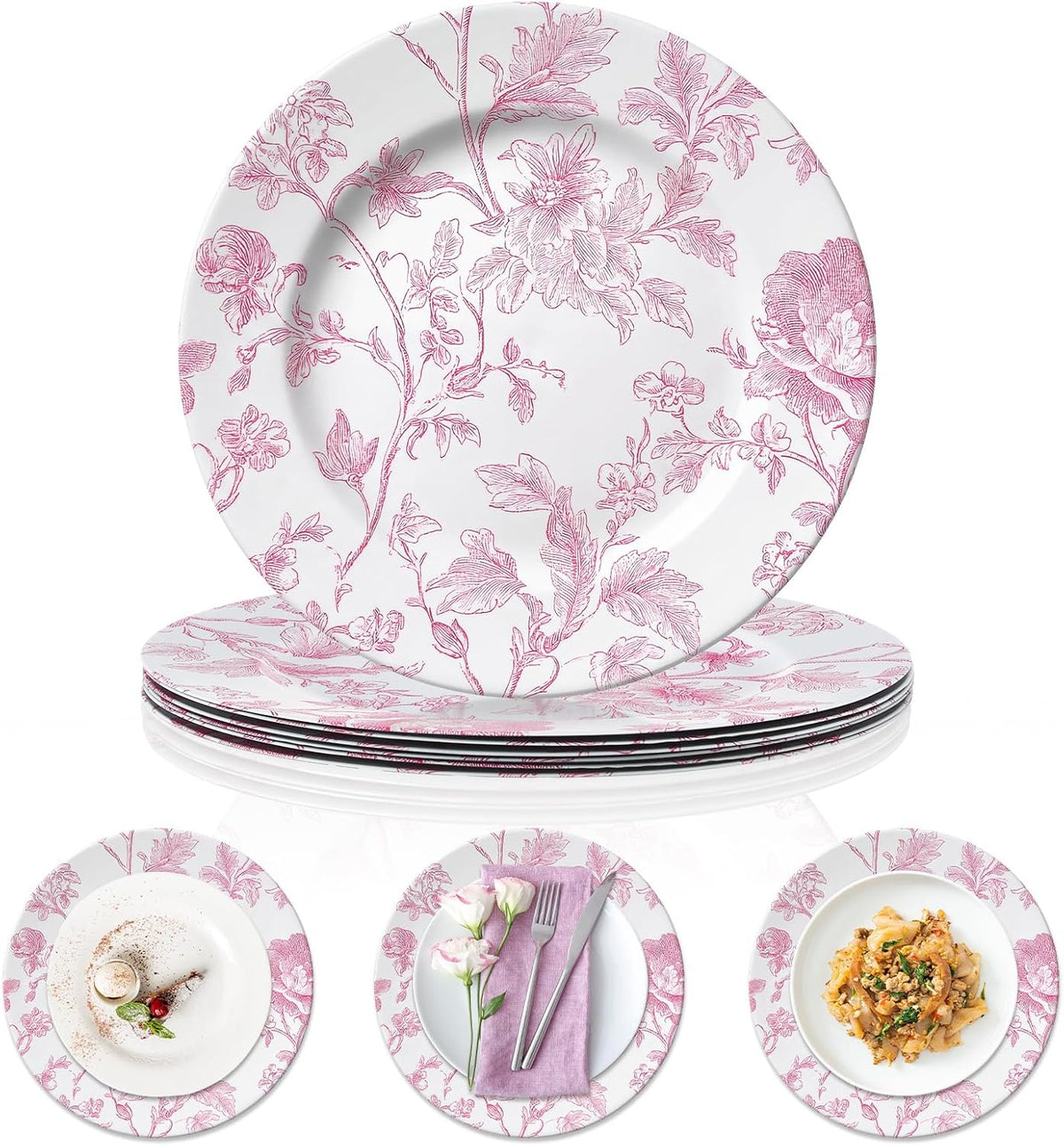 6 Pack 13inch Christmas Charger Plate Bluk Pink White French Toile