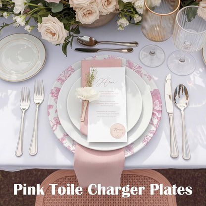 6 Pack 13inch Christmas Charger Plate Bluk Pink White French Toile