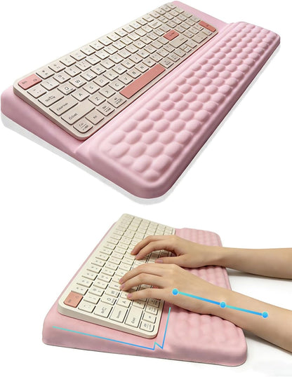 Ergonomic Keyboard Stand with Wrist Rest - Adjustable Tilt Keyboard Riser and Palm Support Pad, Non-Slip Desktop Computer Stand for Office Home Gift (Pink)